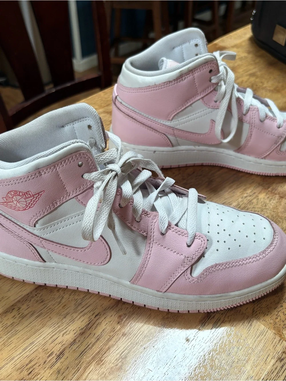 Nike Pink and White High-Top Sneakers